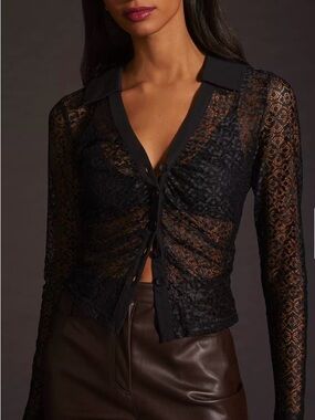 NWT - Maeve Draped Shell Tank - Black Lace